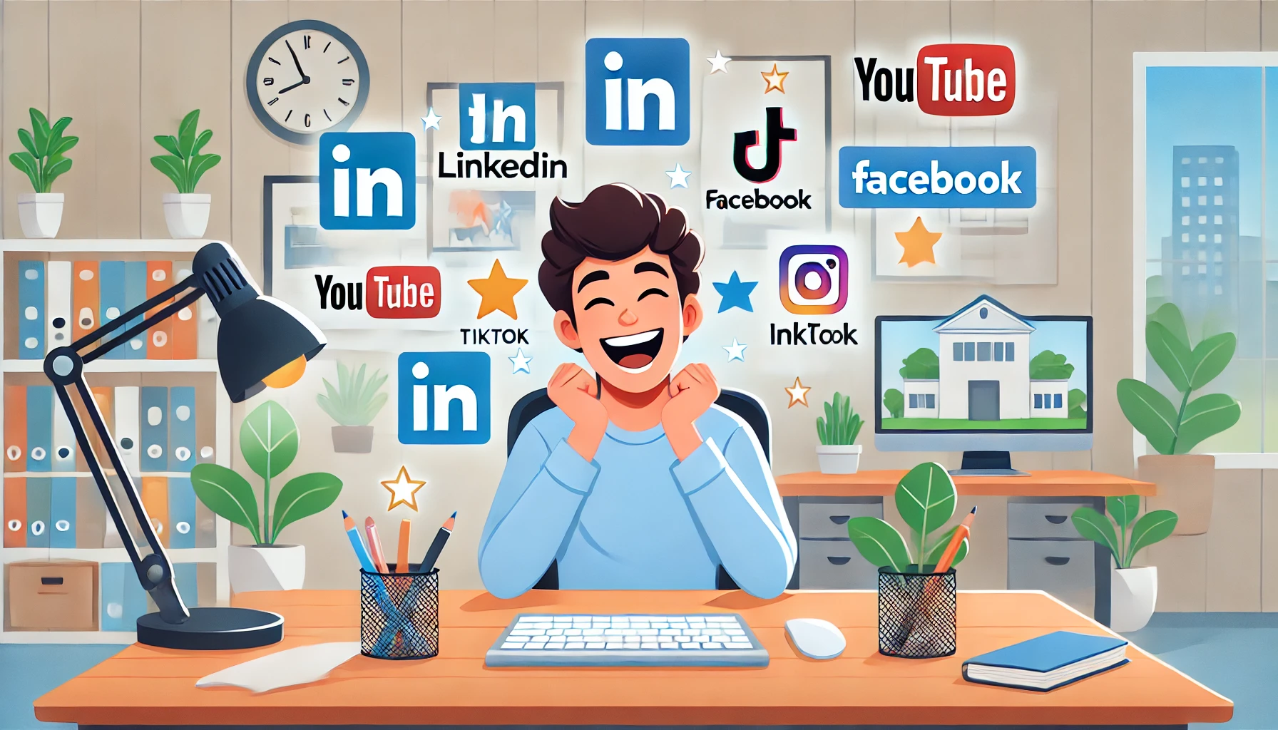 un entrepreneur heureux de poster un article sur le net si vite avec Postmania